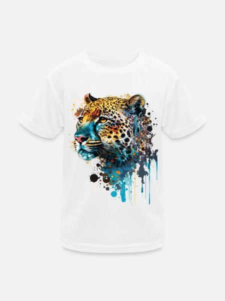 Schöner Leopard - Kinder Funktions-T-Shirt - Weiß