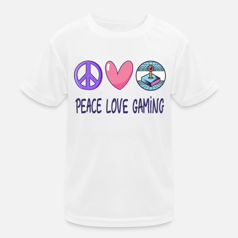 Frieden Liebe Gaming Kinder Funktions-T-Shirt