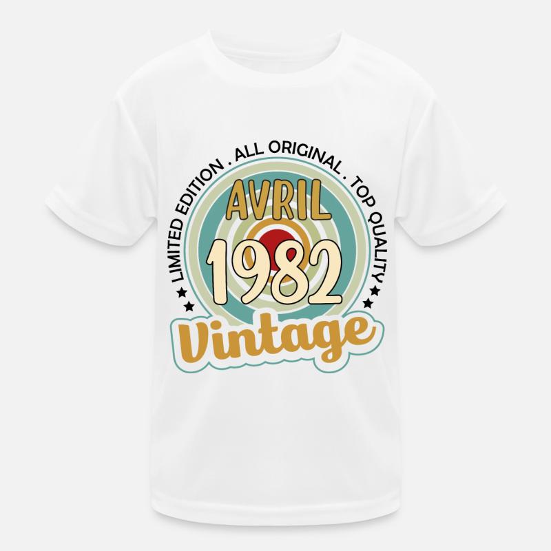 Vintage Flourish Geburtstagsgeschenk April 1982 Kinder Funktions-T-Shirt