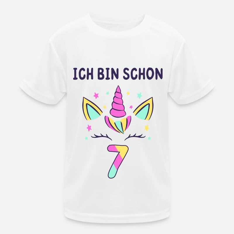Ich bin schon 7 Einhorn Kinder Funktions-T-Shirt