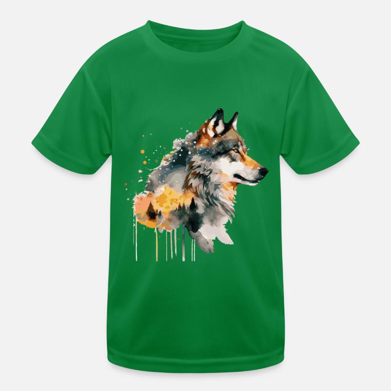 Wolf Aquarelle Art Head Wolf’s Head Nature Wilderness T-shirt sport Enfant