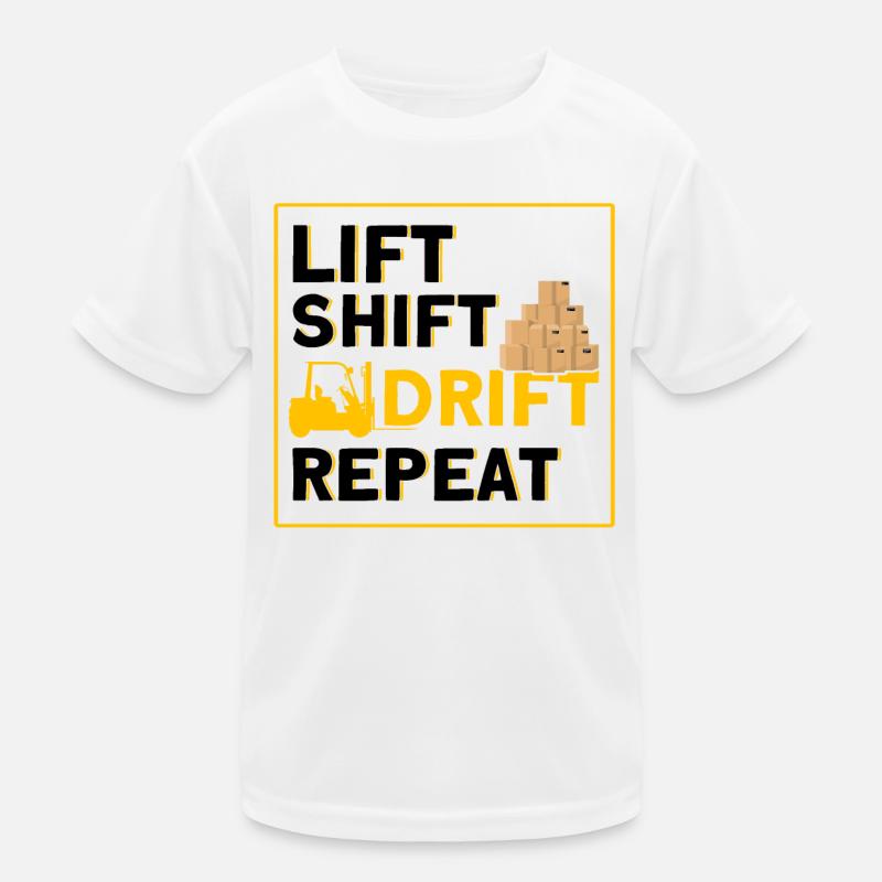 Gabelstaplerfahrer Heben, Schieben, Driften, Wiede Kinder Funktions-T-Shirt