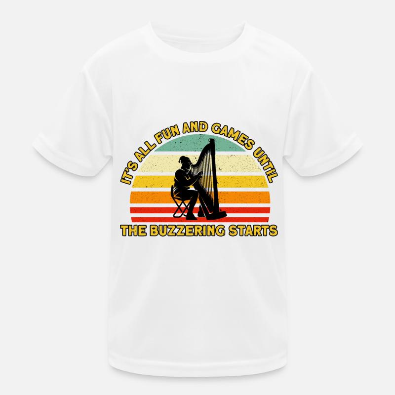 Harpist Fun and Game Buzzing Begins Gift Kids Functional T-Shirt