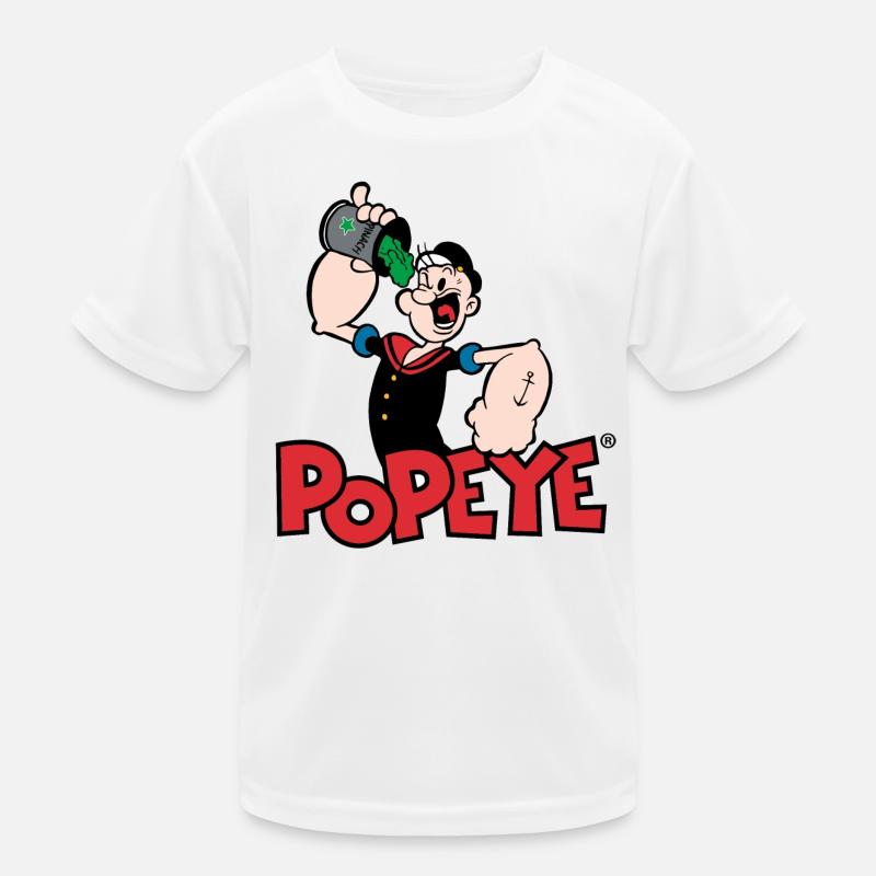 Popeye Isst Spinat Logo Kinder Funktions-T-Shirt
