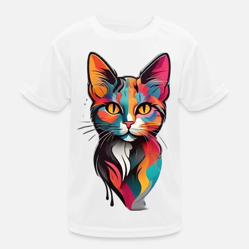 Visage de chat coloré T-shirt sport Enfant
