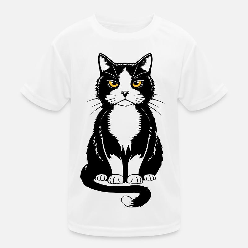 Bild einer sitzenden schwarzen Katze Kinder Funktions-T-Shirt