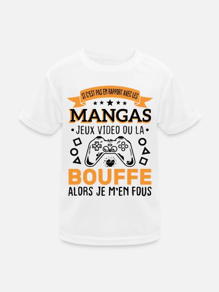 Mangas Jeux Video Bouffe Cadeau Humour - T-shirt sport Enfant - blanc - Devant