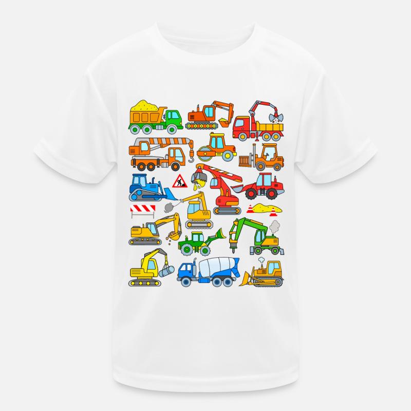 Construction vehicle design construction site vehicles - Kids Functional T-Shirt - white