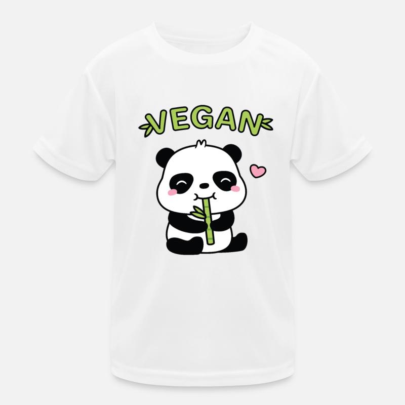 Mignon petit panda mangeant une pousse de bambou végétalien T-shirt sport Enfant