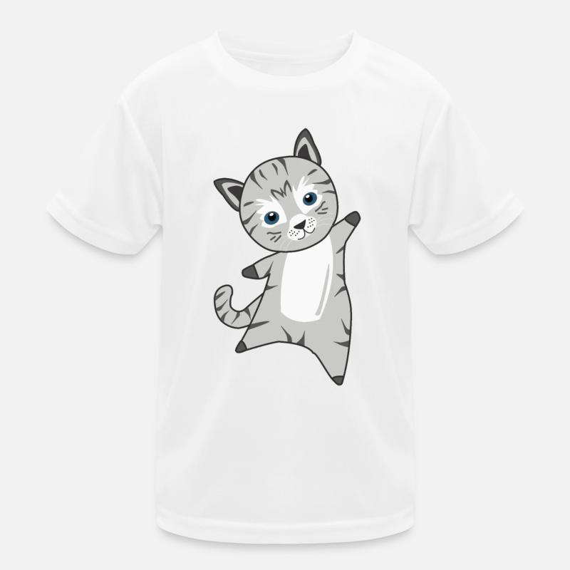Chat kitty gris nez de fourrure doux animaux T-shirt sport Enfant