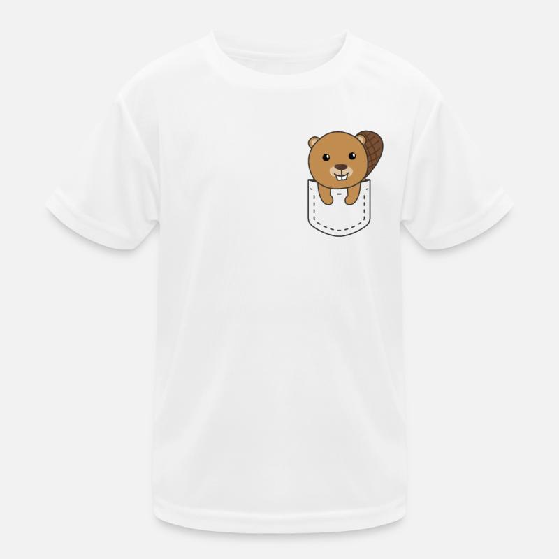 Castor en poche mignon castor en poche poitrine T-shirt sport Enfant