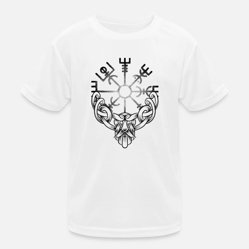 Wikinger Zeichnung Dotwork Tattoo Stil Kinder Funktions-T-Shirt
