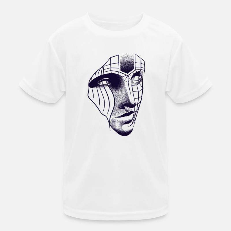 Visage robotique dessin 3D lignes & dotwork art T-shirt sport Enfant