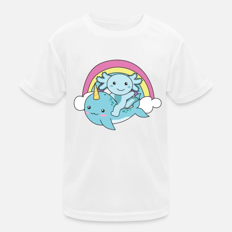 Narwal Axolotl ozean einhorn kawaii Regenbogen Kinder Funktions-T-Shirt