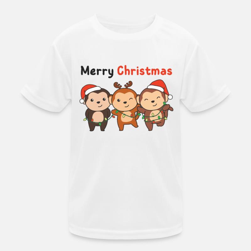 Singe Noël Animaux Singes Joyeux Noël T-shirt sport Enfant