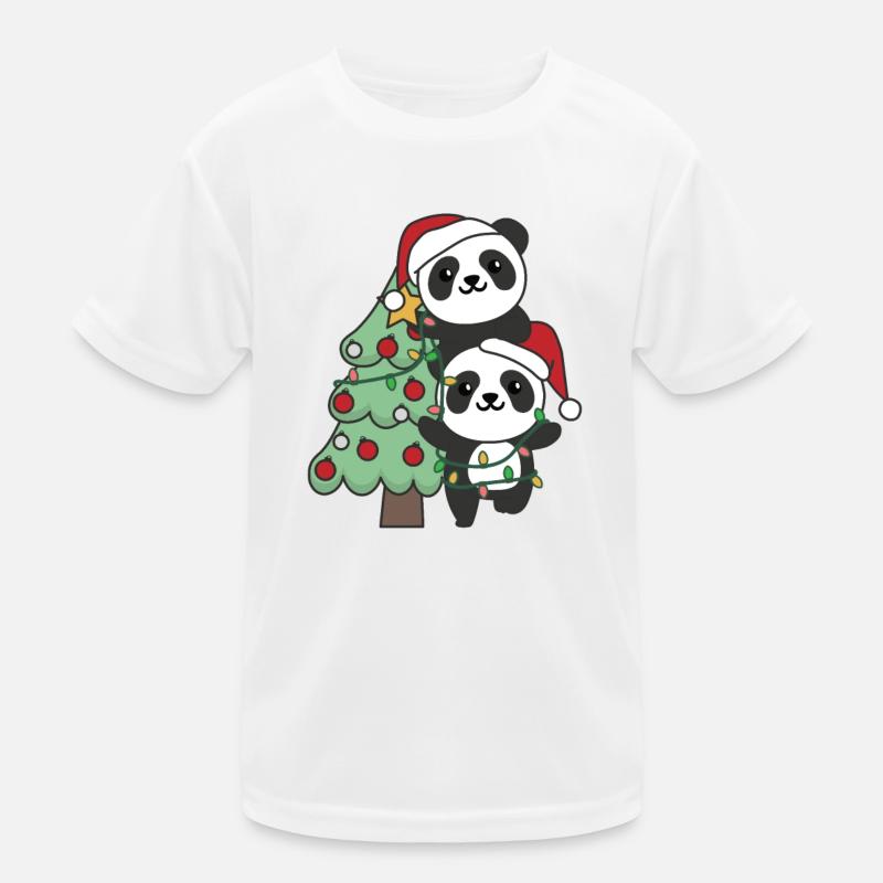 Panda Christmas Tree Christmas Animals Pandas Kids Functional T-Shirt