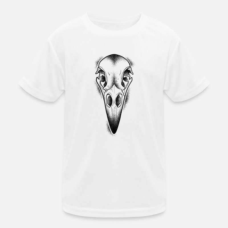Dotwork Rabenschädel Kinder Funktions-T-Shirt