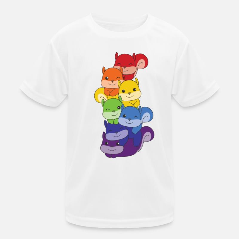 Regenbogen Eichhörnchen süße bunte Eichhörnchen - Kinder Funktions-T-Shirt - Weiß