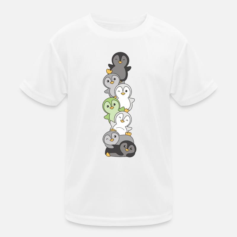 Agender Flag Pride LGBTQ Cute Penguin Stack Kids Functional T-Shirt