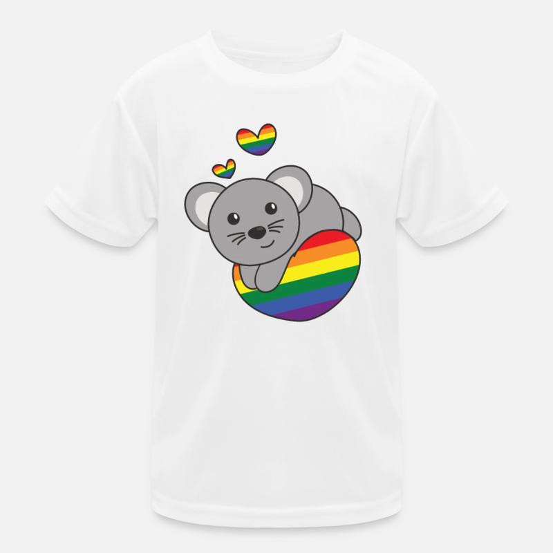 Rainbow Flag Pride LGBTQ Cute Mouse Love Kids Functional T-Shirt