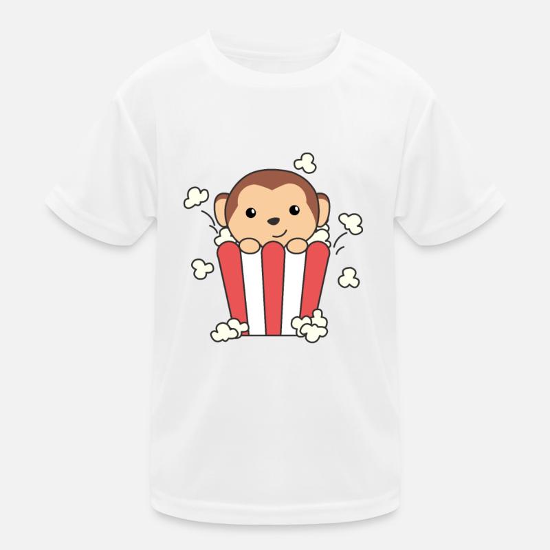 Monkey Popcorn Time animaux drôles dans la restauration rapide T-shirt sport Enfant