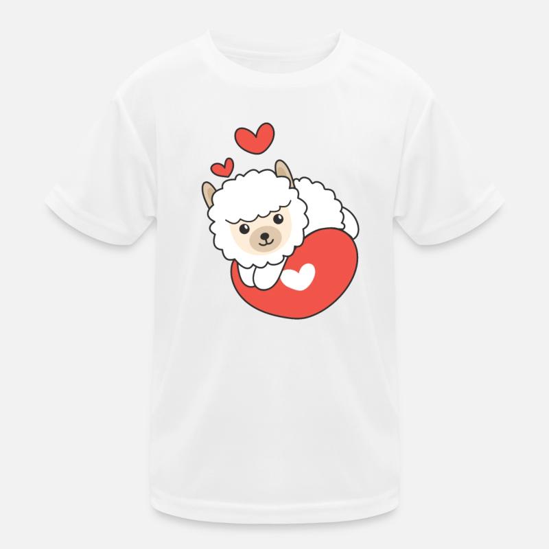 Alpaga pour la Saint-Valentin mignons animaux coeurs T-shirt sport Enfant