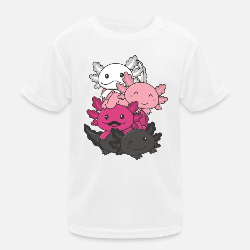 Transfem Flag Pride LGBTQ Cute Axolotl Stack Kids Functional T-Shirt