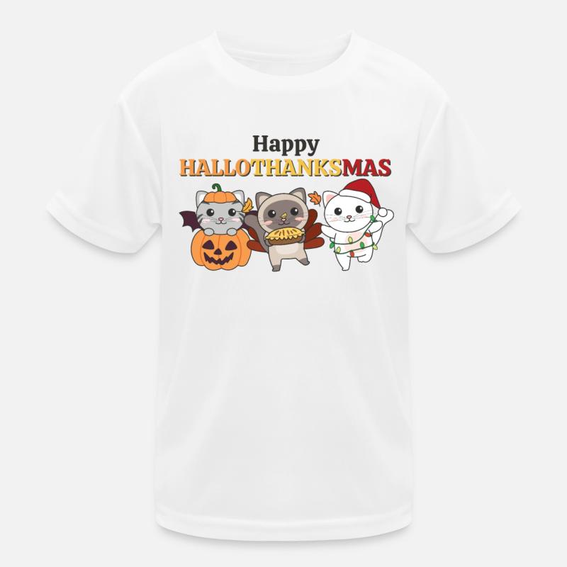 Joyeux Hallothanksmas Chat de Noël Chats T-shirt sport Enfant