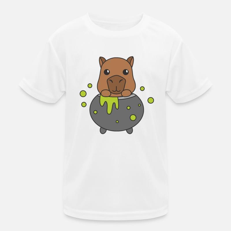 Capybara Happy Halloween Witch’s Cauldron Bat T-shirt sport Enfant