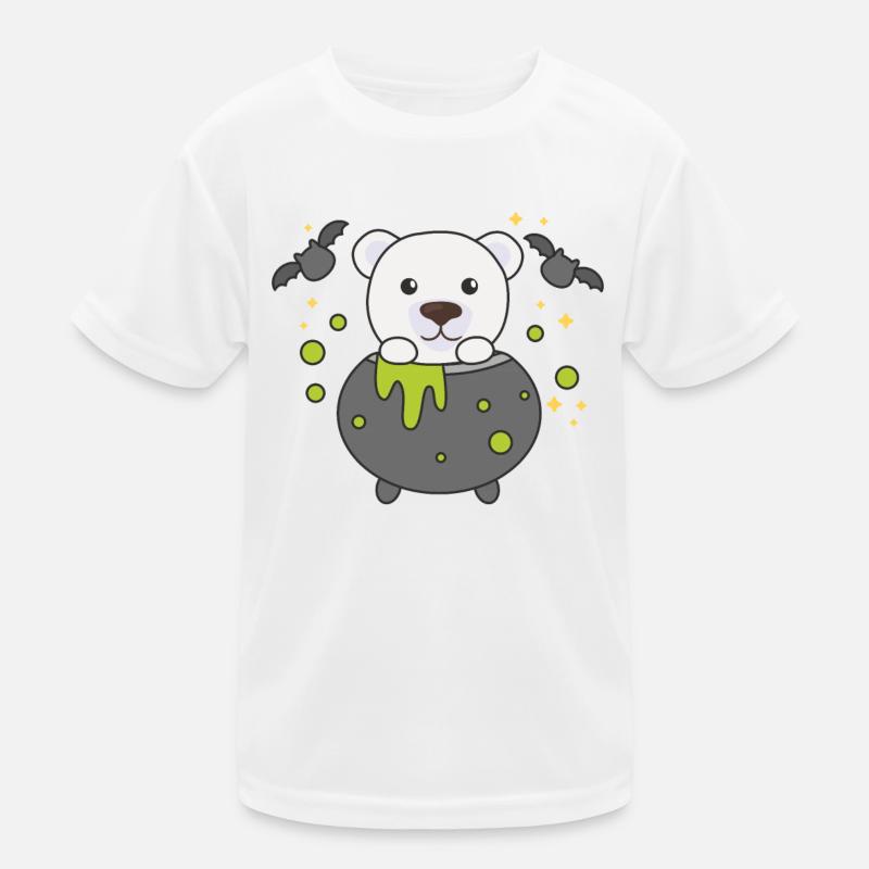 Ours polaire Joyeuse chauve-souris chaudron d’Halloween T-shirt sport Enfant