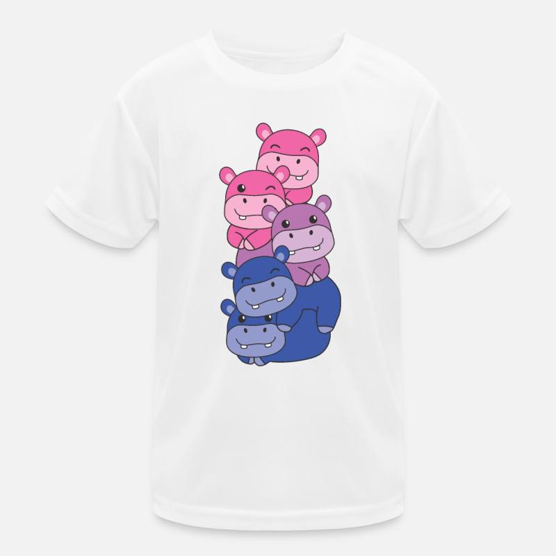 Bisexual Flag Pride LGBTQ Cute Hippo Kids Functional T-Shirt