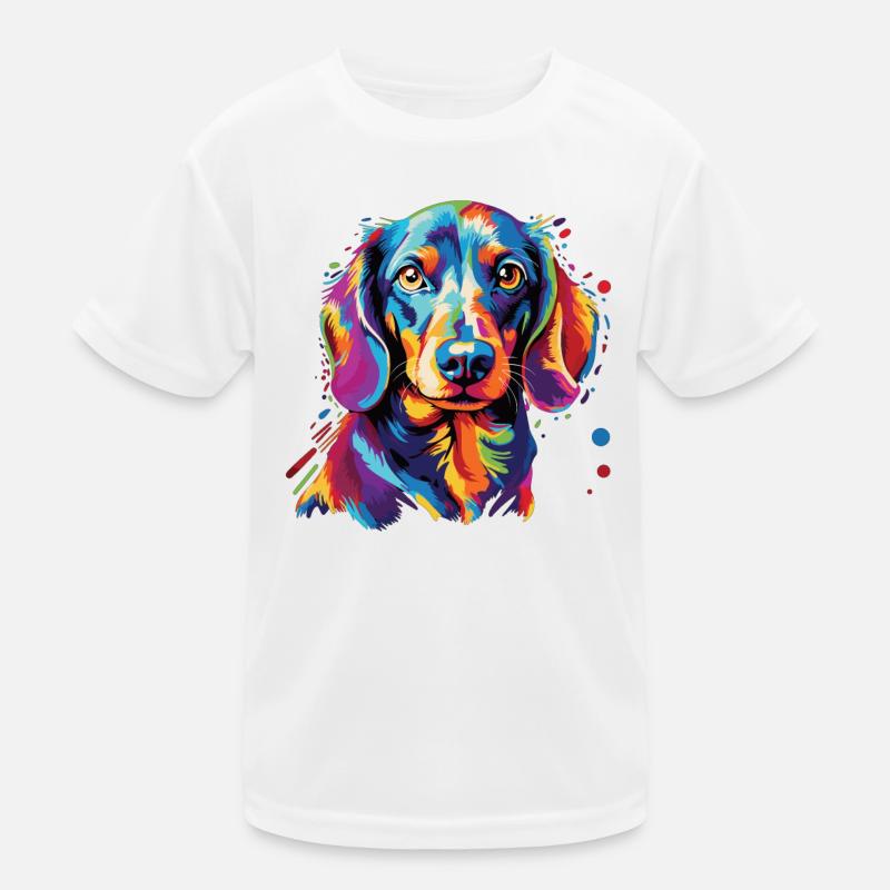 Wasserfarben Farbenfroher Dackel Kinder Funktions-T-Shirt