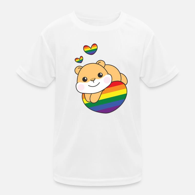 Regenbogen Flag Pride LGBTQ süßes Hamster Love Kinder Funktions-T-Shirt
