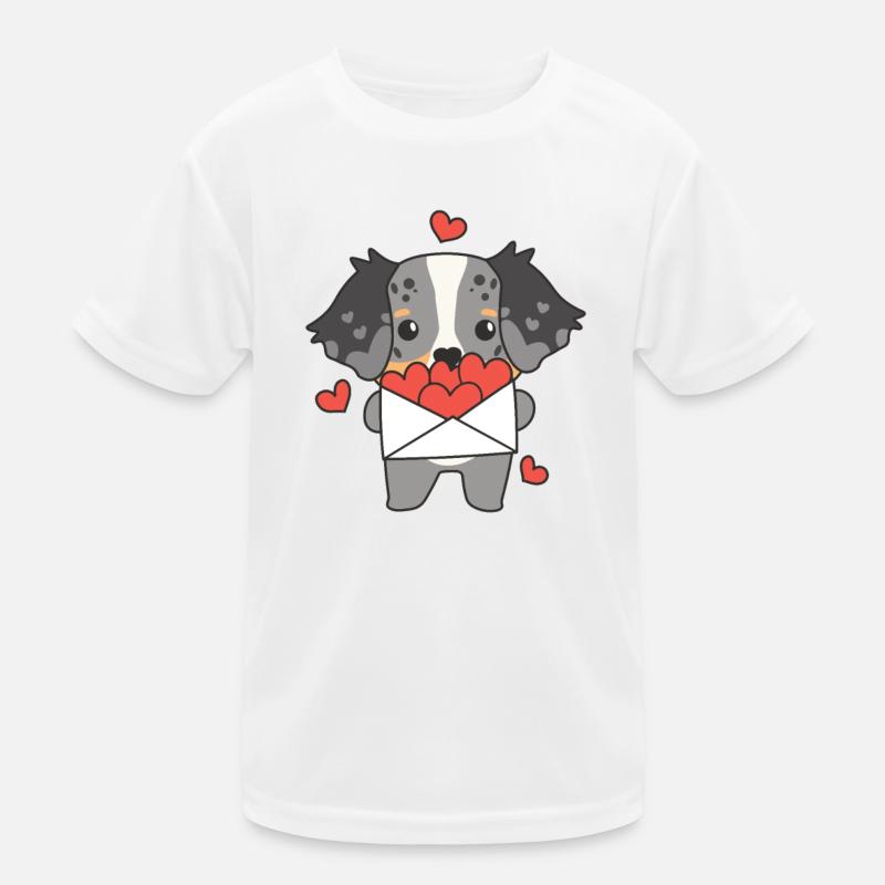 Australian Shepherd Valentine's Day Cute Animals Kids Functional T-Shirt