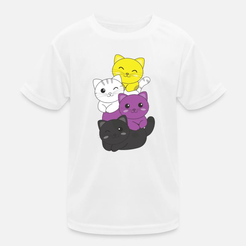 Nonbinary Flag Non Binary Pride LGBTQ Cute Cat Kids Functional T-Shirt