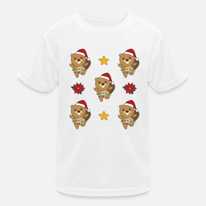 Castor Noël Hiver Animaux Castor T-shirt sport Enfant