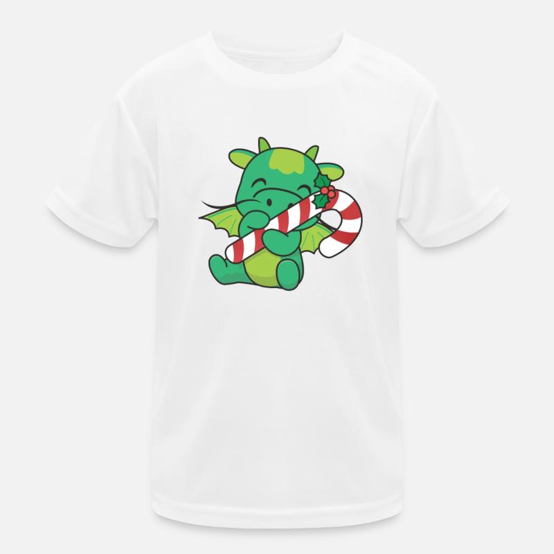 Dragon Noël canne à sucre dragon mignon T-shirt sport Enfant