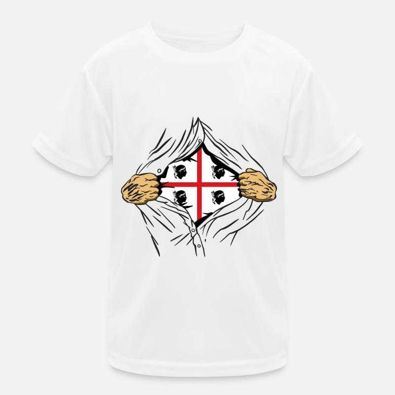 Drapeau de la Sardaigne Super-héros Drapeau de la Sardaigne T-shirt sport Enfant