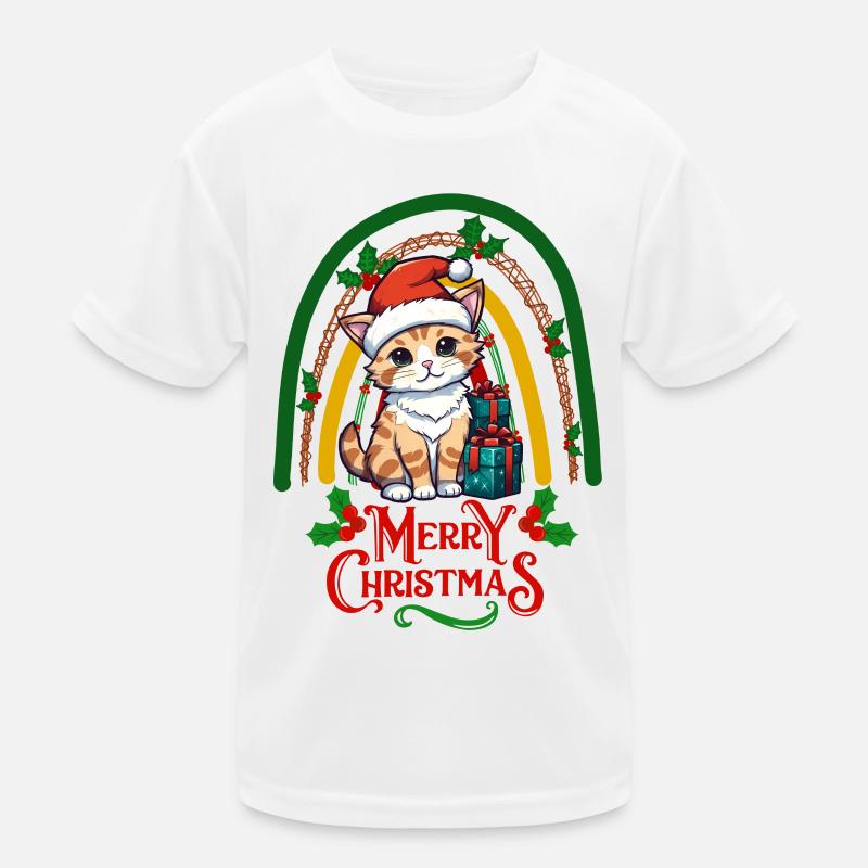 Chat Noël T-shirt sport Enfant
