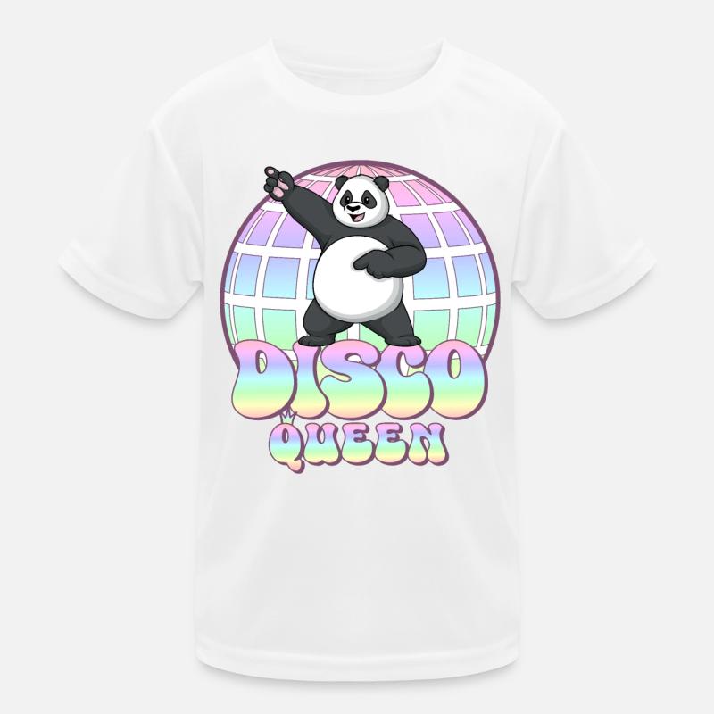 Discoqueen Panda 70s Disco Ball Disco Queen Kids Functional T-Shirt