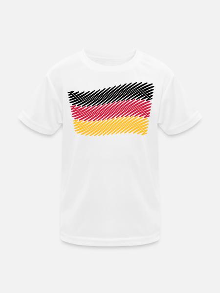 National Flag Of Germany (Scribble) - Kids Functional T-Shirt - white - Front