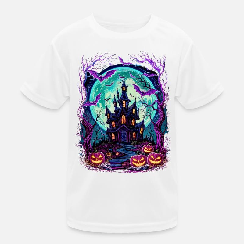 Mondschein-Spukschloss mit Fledermäusen Kinder Funktions-T-Shirt
