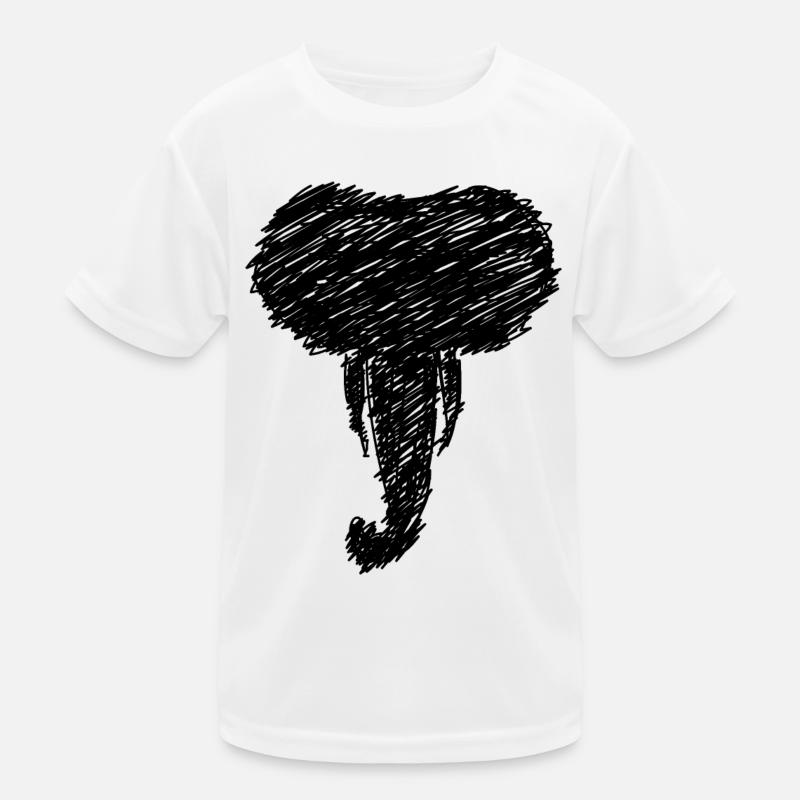 Elefant Kopf Tier Zeichnung Scribble Geschenk Kinder Funktions-T-Shirt