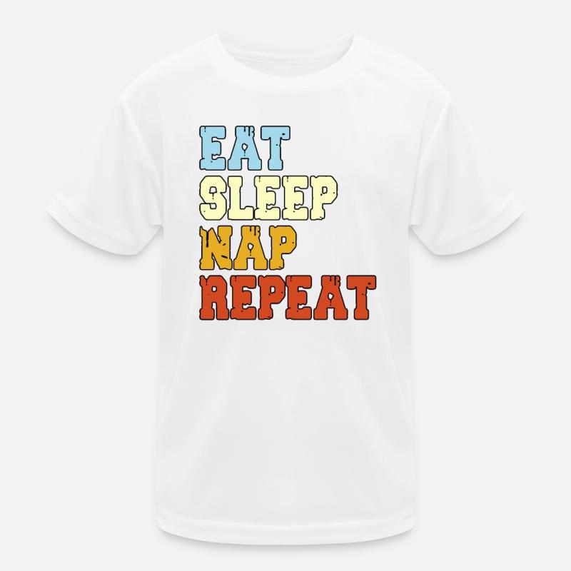 Eat Sleep Repeat Nap, Statement Saying - Kids Functional T-Shirt - white