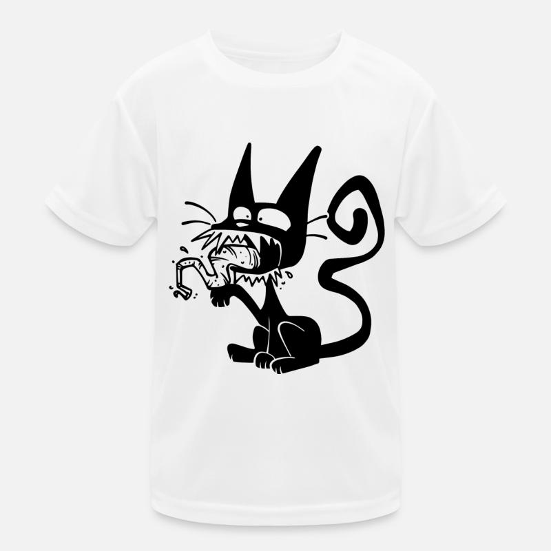 Blaack Cat licking paw Kids Functional T-Shirt