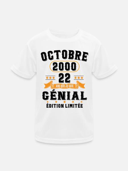 22 Ans Anniversaire Vintage Né(e) en Octobre 2000 - T-shirt sport Enfant - blanc - Devant
