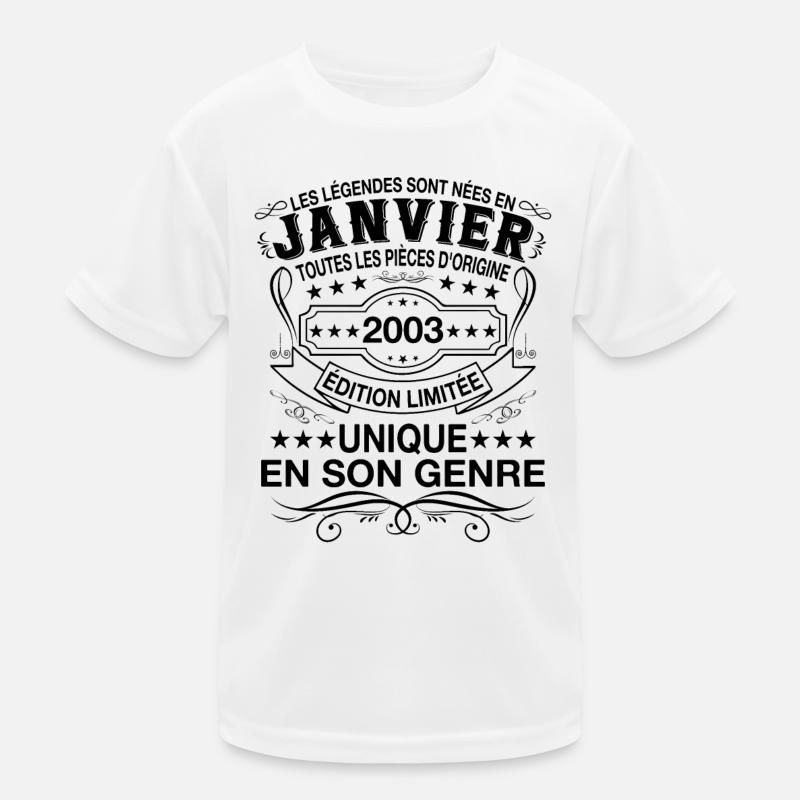 Les légendes sont nées en janvier 2003 cadeau T-shirt sport Enfant