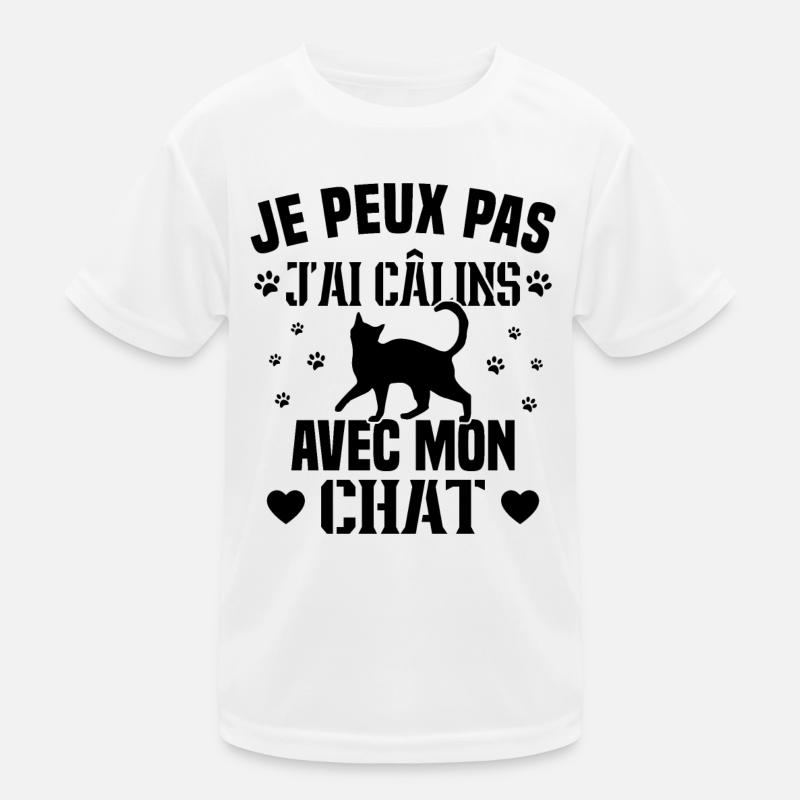 je peux pas j'ai câlins avec mon chat Cadeau T-shirt sport Enfant