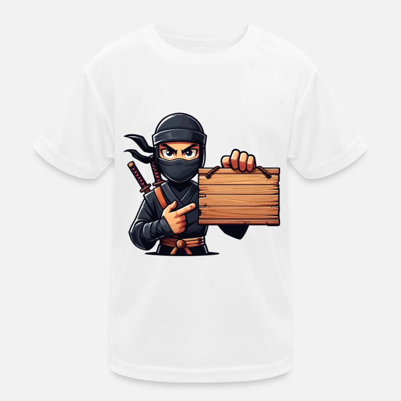 Ninja with shield - Kids Functional T-Shirt - white