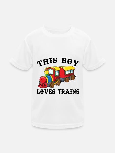 Dieser Junge liebt Züge - Kinder Funktions-T-Shirt - Weiß